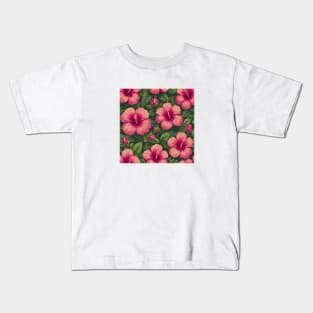 Pink hibiscus flowers Kids T-Shirt